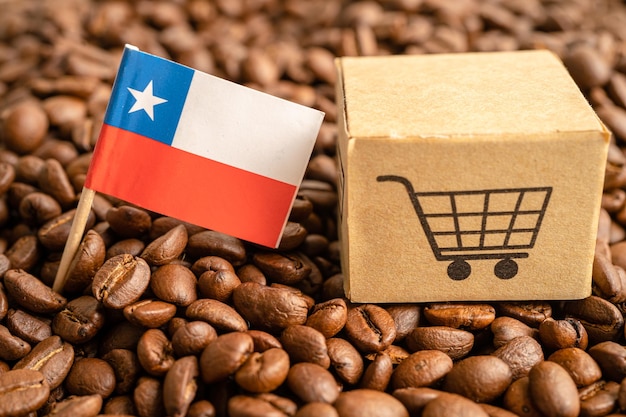 Bandeira do Chile no conceito de comércio on-line de importação e exportação de grãos de café