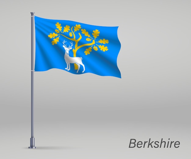 Bandeira do condado de Berkshire da Inglaterra no mastro da bandeira Modelo para design de cartaz do dia da independência