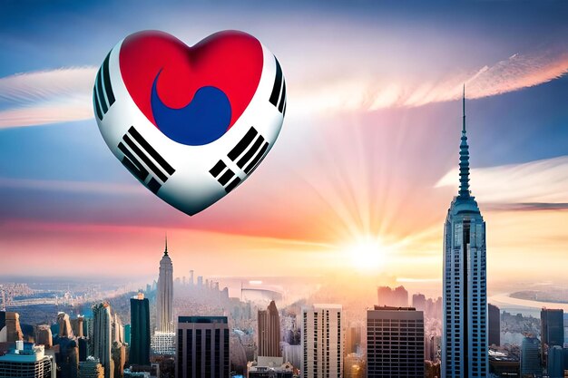 Foto bandeira do coração da coreia do sul