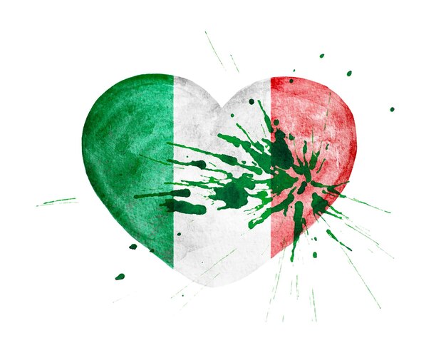 Bandeira do coração da itália em fundo branco