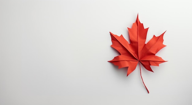 Foto bandeira do dia do feliz canadá com folha de bordo vermelha em fundo claro