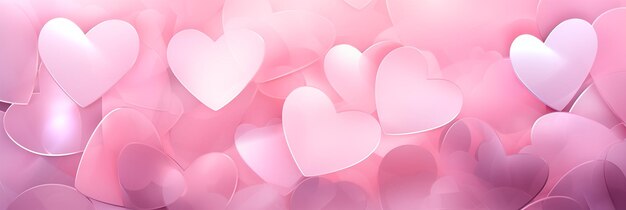 Bandeira do Dia dos Namorados com fundo rosa lindo com corações, luzes, brilhantes e cabeçalho bokeh