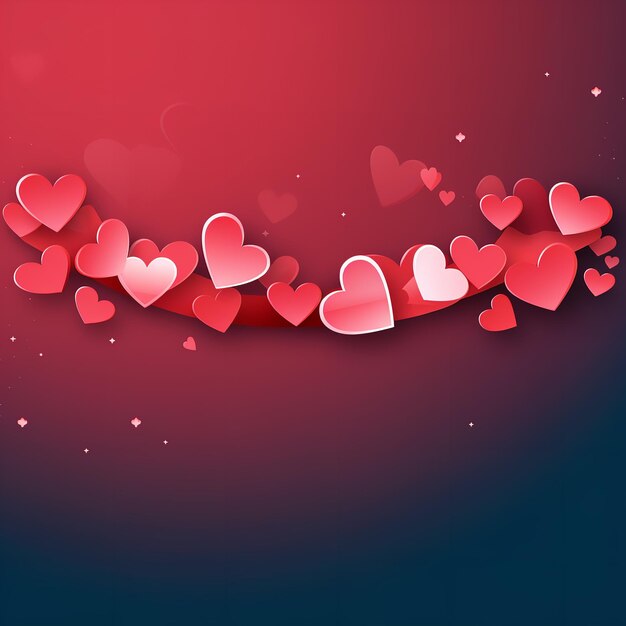 Bandeira do Dia dos Namorados Corações românticos em fundo vermelho escuro