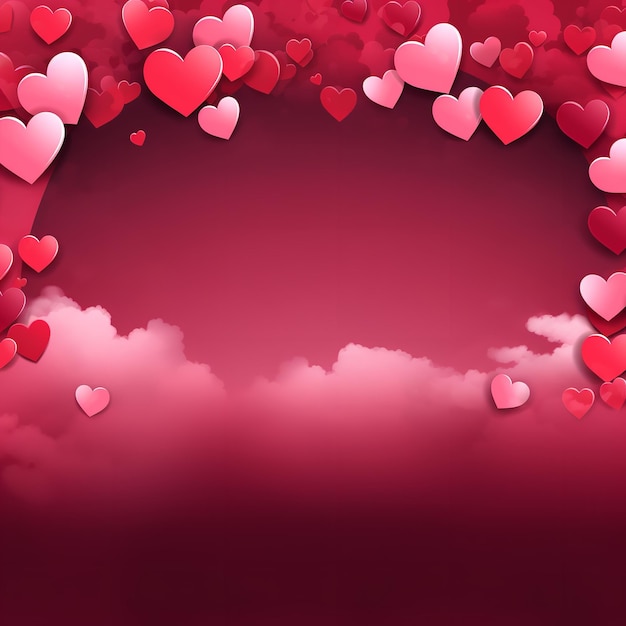 Bandeira do Dia dos Namorados Corações românticos em fundo vermelho escuro