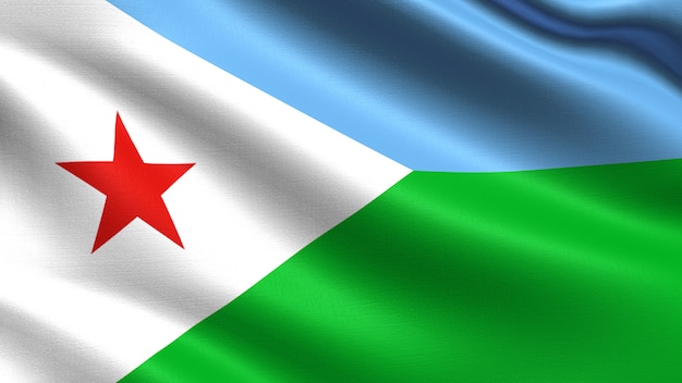 Bandeira do Djibouti, com textura de tecido a acenar