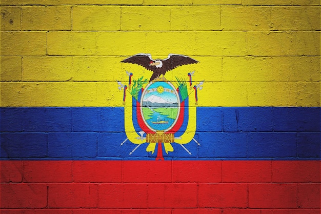 Bandeira do Equador pintada em uma parede