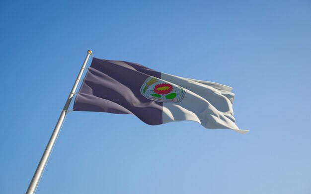 Bandeira do estado da província de Pathum Thani Tailândia. Arte 3D