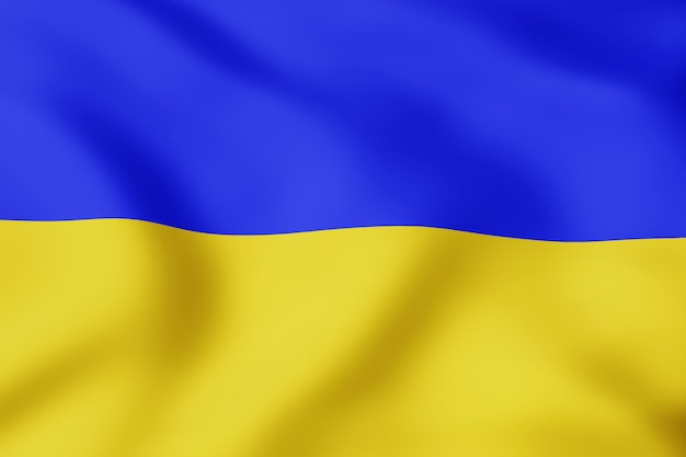 Bandeira do estado da Ucrânia tremulando ao vento