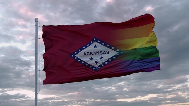 Bandeira do estado de Arkansas e bandeira LGBT do arco-íris