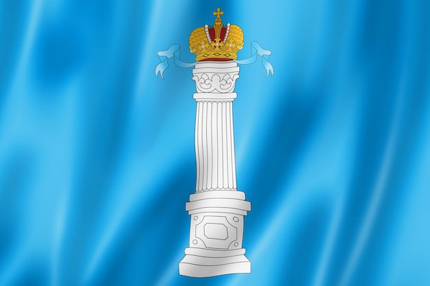 Bandeira do estado de Ulyanovsk - Oblast -, Rússia acenando a coleção de bandeiras. Ilustração 3D