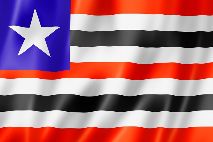 Foto bandeira do estado do maranhão, brasil acenando a coleção da bandeira. ilustração 3d
