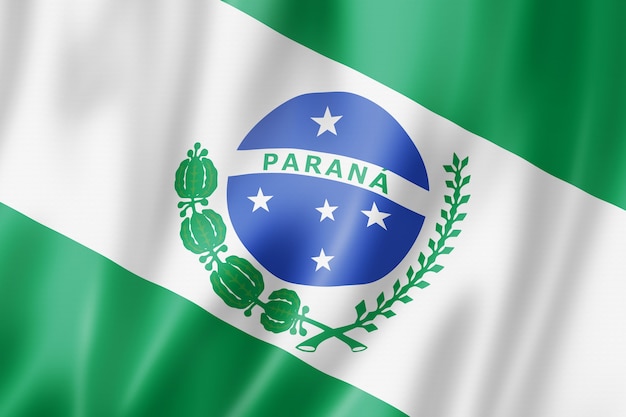 Bandeira do estado do Paraná, Brasil acenando a coleção da bandeira. Ilustração 3D