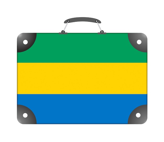 Bandeira do Gabão sob a forma de uma mala de viagem em um fundo branco - ilustração