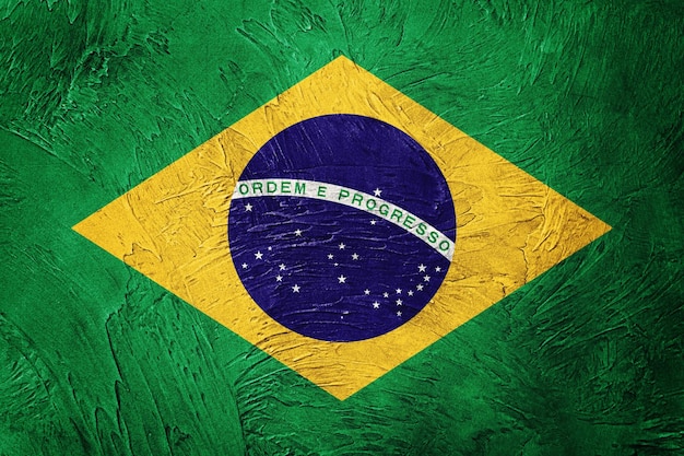 Bandeira do Grunge Brasil. Bandeira brasileira com textura grunge.