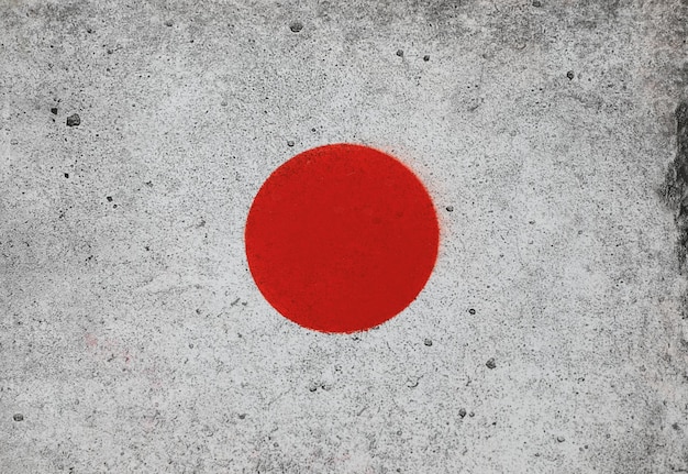 Bandeira do japão na parede de concreto