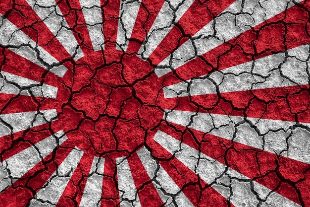 Bandeira do Japão pintada em solo rachado