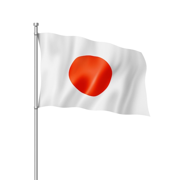 Bandeira do Japão, renderização tridimensional, isolada em branco