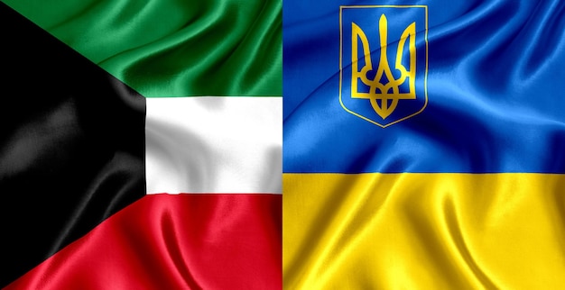 Bandeira do Kuwait e da Ucrânia