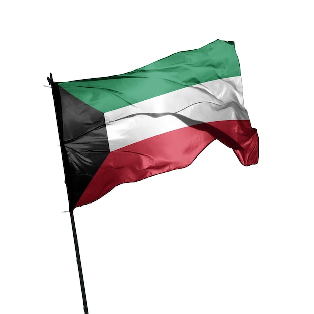 Bandeira do Kuwait em fundo branco