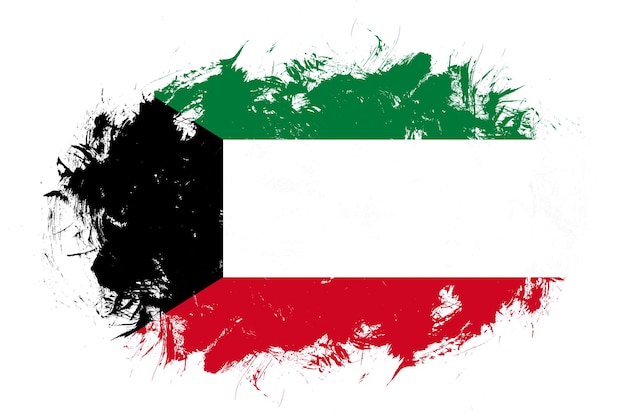 Bandeira do Kuwait em fundo de pincel de traçado abstrato