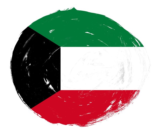 Bandeira do Kuwait pintada em um fundo de pincel de traçado branco angustiado