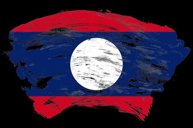 Bandeira do Laos no fundo do pincel de traçado preto angustiado