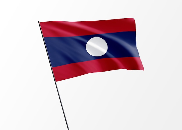 Bandeira do Laos voando alto no fundo isolado Dia da independência do Laos