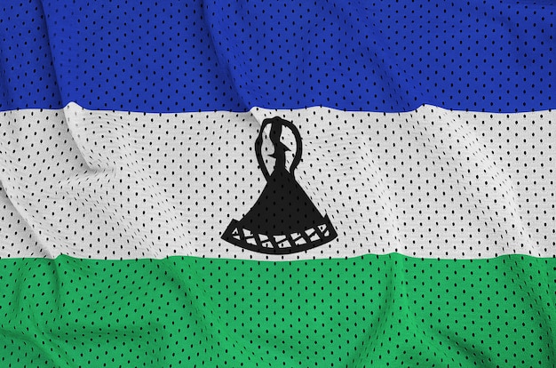 Foto bandeira do lesoto impressa em um tecido de malha de nylon para sportswear de poliéster