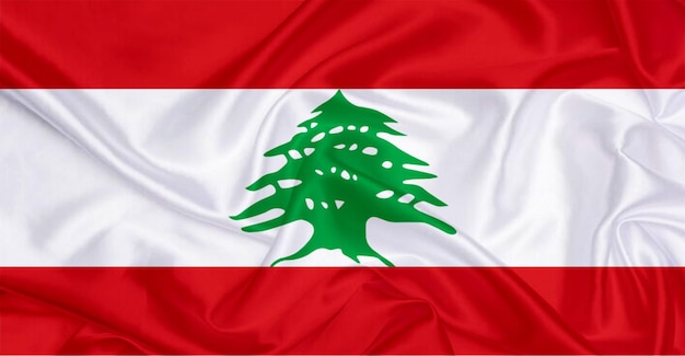 Bandeira do Líbano voando no vento