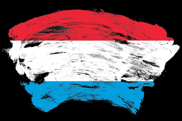 Bandeira do Luxemburgo em fundo de pincel de traçado preto angustiado