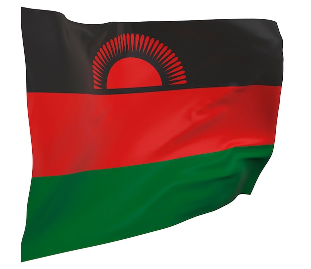 Bandeira do Malawi isolada. Bandeira ondulante. Bandeira nacional do Malawi