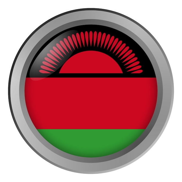 Bandeira do Malawi rodada como um botão