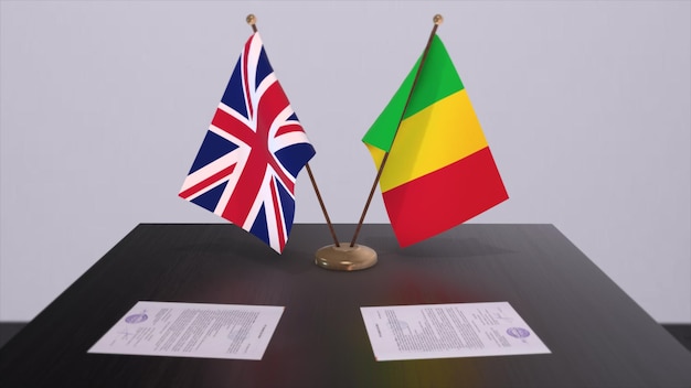 Bandeira do Mali e do Reino Unido Política conceito parceiro acordo entre países Acordo de parceria