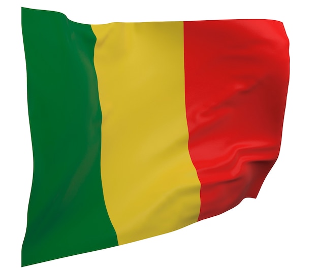 Bandeira do Mali isolada. Bandeira ondulante. Bandeira nacional do Mali