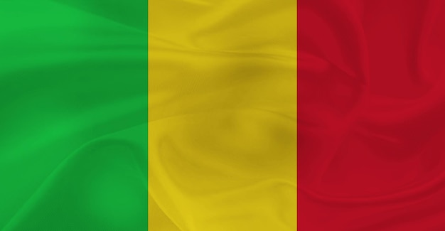 Bandeira do Mali voando no ar