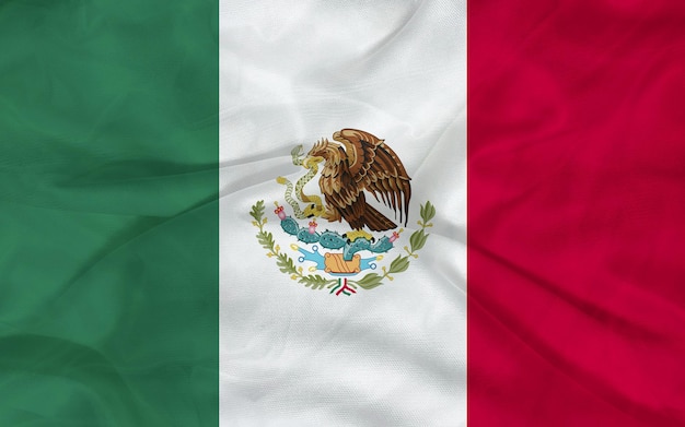 Bandeira do México. Bandeira do México balançando com o vento, ilustração.