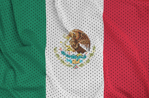Foto bandeira do méxico impressa em uma malha de nylon poliéster