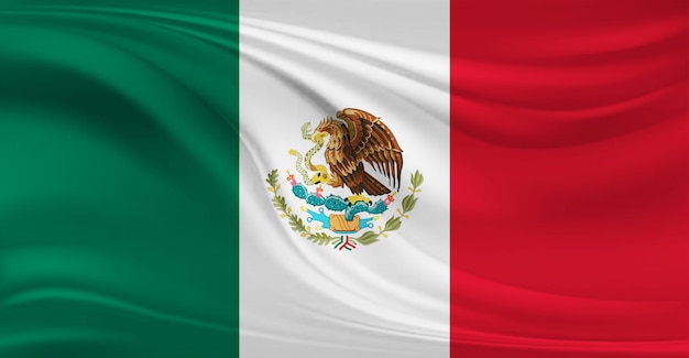 Bandeira do México voando no ar