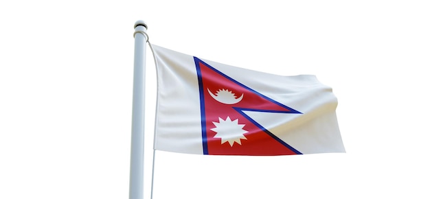 Bandeira do nepal bandeira 3d em um fundo branco