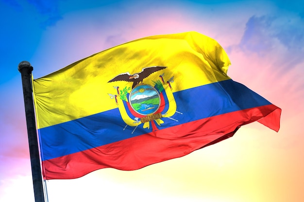 bandeira do país aequador, bandeira 3d e cor de fundo.