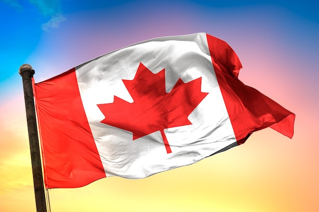 bandeira do país canadá, bandeira 3d e cor de fundo.