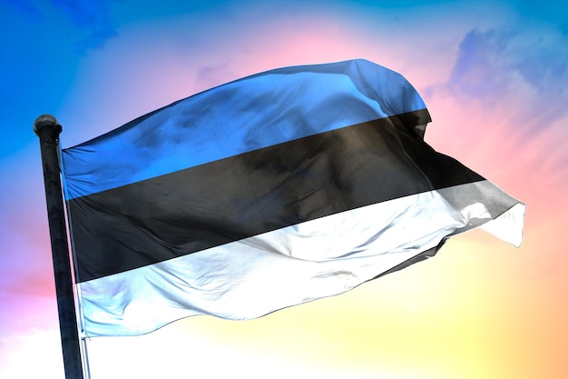bandeira do país da estônia, bandeira 3d e cor de fundo.