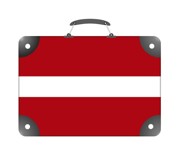 Bandeira do país da letônia na forma de uma mala de viagem em um fundo branco - ilustração