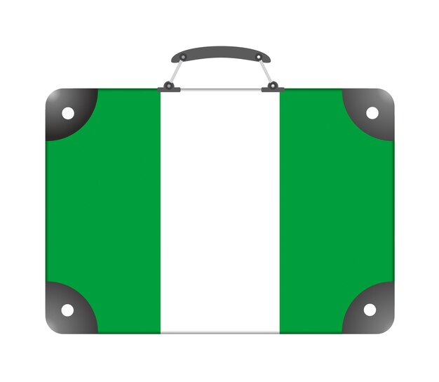 Bandeira do país da Nigéria na forma de uma mala de viagem em um fundo branco - ilustração