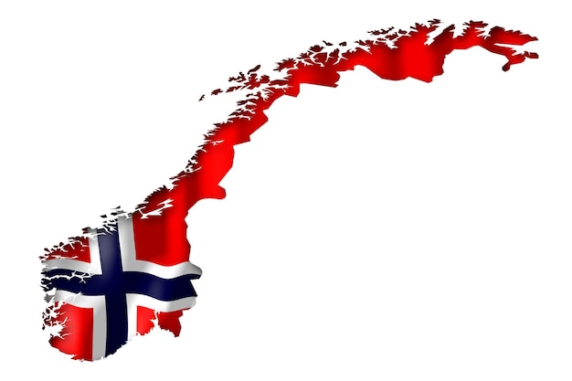 Bandeira do país da Noruega e fronteira em fundo branco