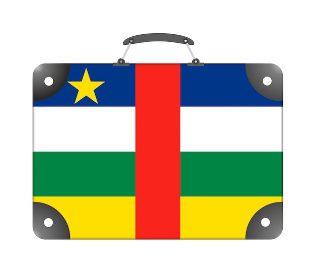 Bandeira do país da República Centro-Africana sob a forma de uma mala para viajar em um fundo branco - ilustração