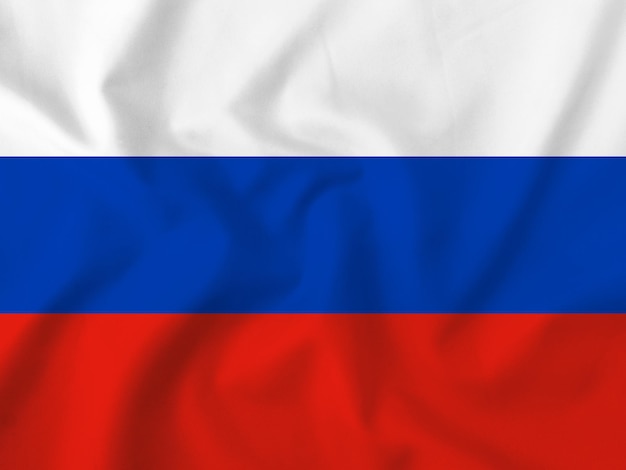 Bandeira do país da Rússia em fundo de tecido