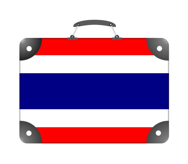 Bandeira do país da Tailândia na forma de uma mala de viagem em um fundo branco - ilustração