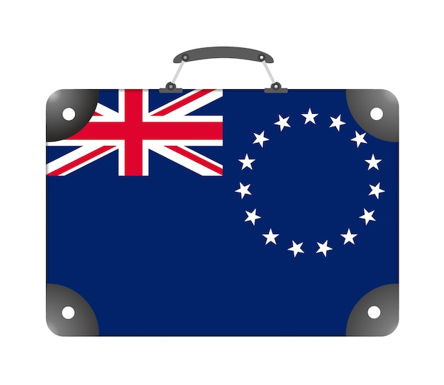 Foto bandeira do país das ilhas cook na forma de uma mala de viagem em um fundo branco - ilustração