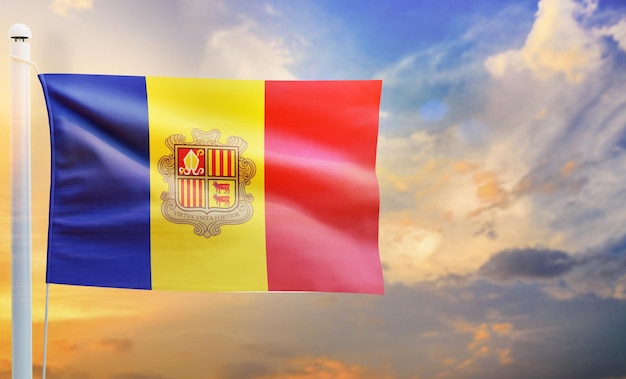 bandeira do país de andorra, bandeira de ondulação 3d isolada, design